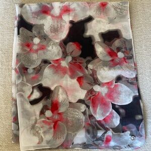 Calvin Klein Sheer Shadow Stripe Floral Scarf